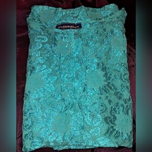 WILLOW RIDGE green LACE TOP X-LARGE